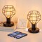 2PCS Industrial Steampunk Table Lamp Vintage Cage Bedside Light with Dual USB Ports & AC Outlet UL-Certified, Portable Nightstand Lamp for Small Spaces